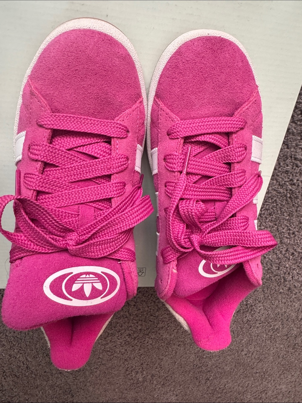 adidas  campus Bright Pink Suede Lace-Up Sneakers